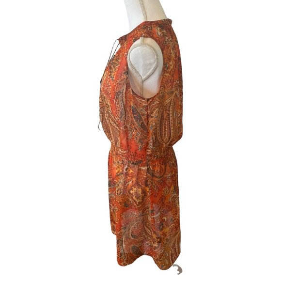 Lauren Ralph Lauren Size 6 Women's Sheer Bright Orange Paisley Print Dress - Picture 3 of 7
